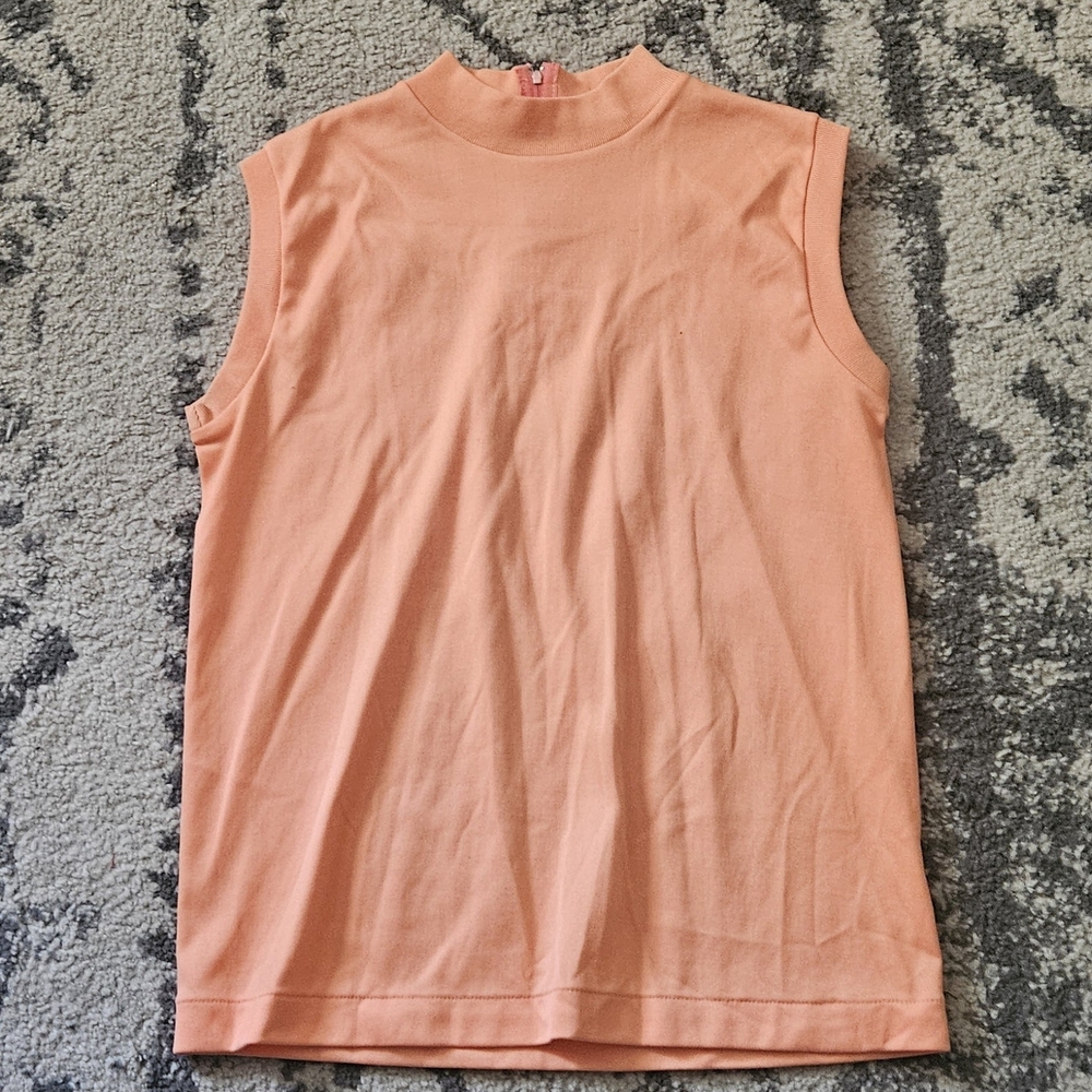 Vintage 1970s Orange Creamsicle Sleeveless Mock Turtle Neck Size M